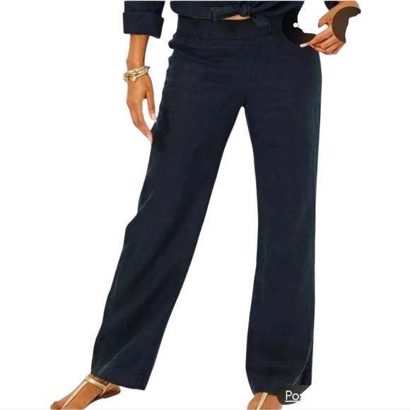 Lilly Pulitzer Pants - Lilly Pulitzer Black Deri Linen Palazzo Wide-Leg Pants NWT